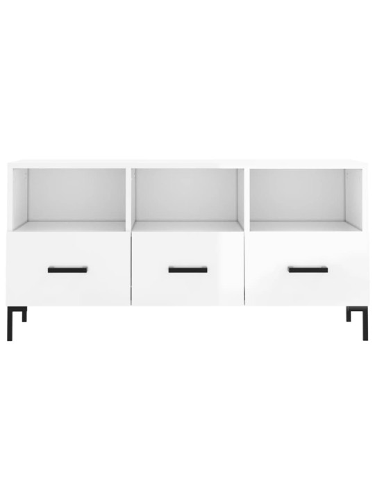 TV skříňka bílá s vysokým leskem 102x36x50 cm kompozitní dřevo