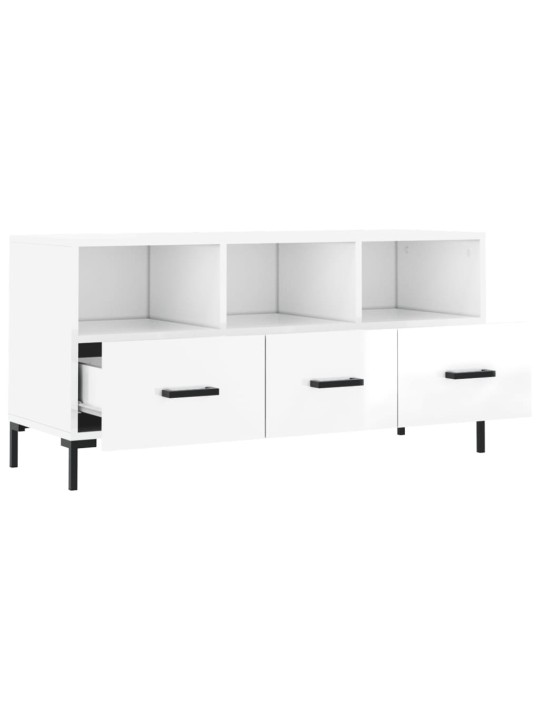 TV skříňka bílá s vysokým leskem 102x36x50 cm kompozitní dřevo