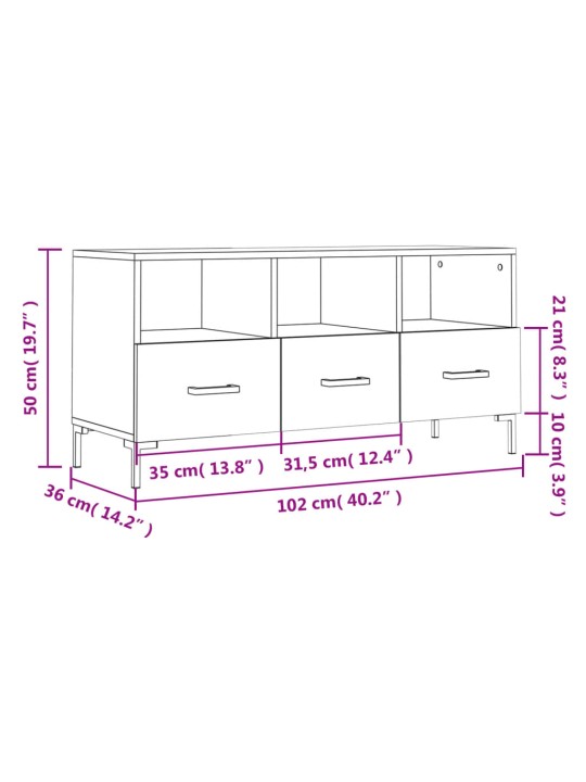 TV skříňka betonově šedá 102 x 36 x 50 cm kompozitní dřevo