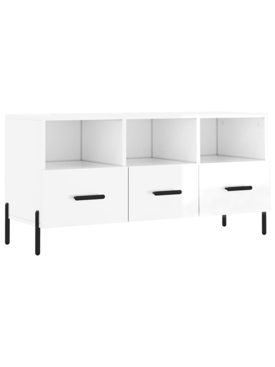 TV skříňka bílá s vysokým leskem 102x36x50 cm kompozitní dřevo