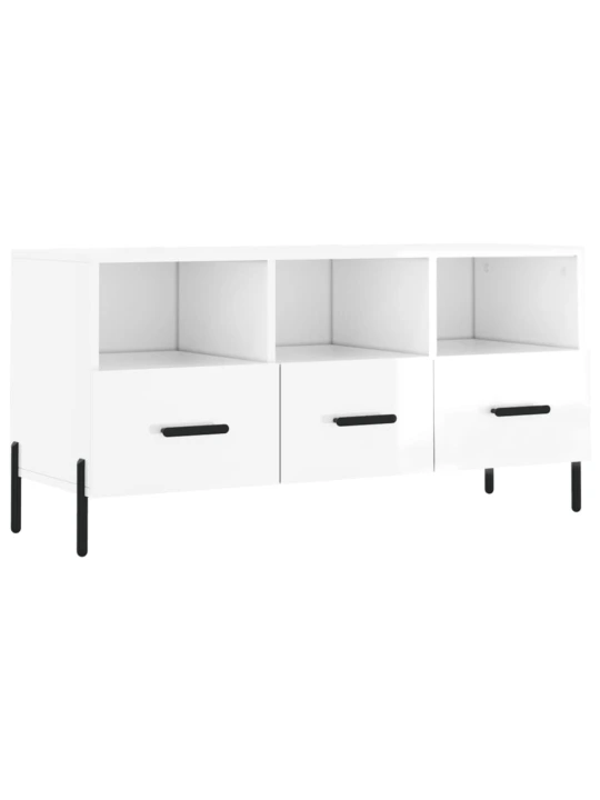 TV skříňka bílá s vysokým leskem 102x36x50 cm kompozitní dřevo