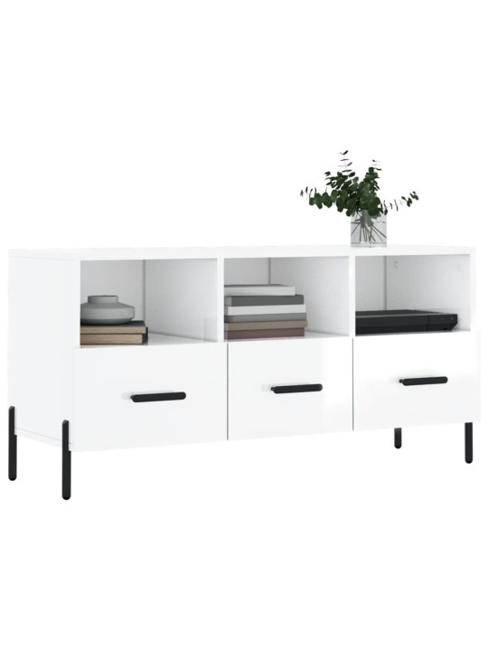 TV skříňka bílá s vysokým leskem 102x36x50 cm kompozitní dřevo