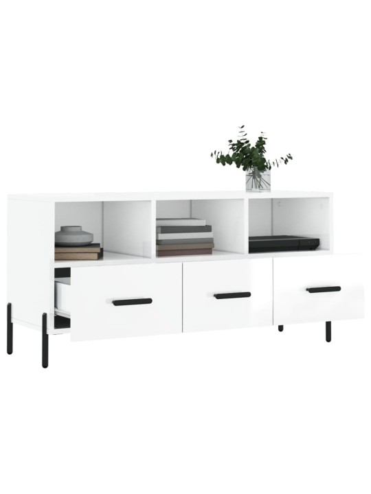 TV skříňka bílá s vysokým leskem 102x36x50 cm kompozitní dřevo