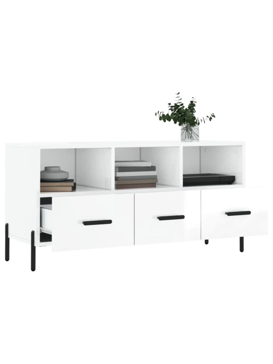 TV skříňka bílá s vysokým leskem 102x36x50 cm kompozitní dřevo