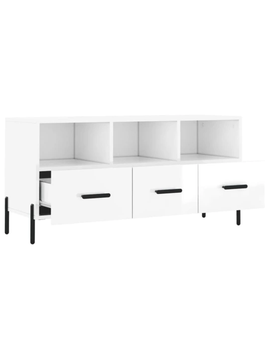 TV skříňka bílá s vysokým leskem 102x36x50 cm kompozitní dřevo