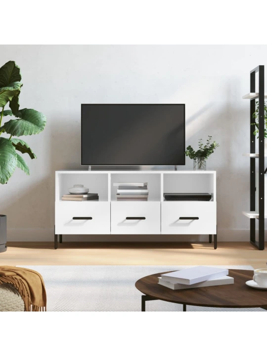 TV skříňka bílá s vysokým leskem 102x36x50 cm kompozitní dřevo