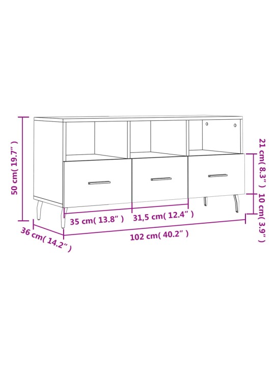 TV skříňka betonově šedá 102 x 36 x 50 cm kompozitní dřevo