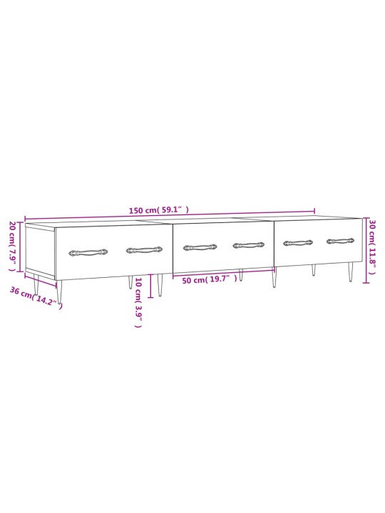 TV skříňka betonově šedá 150 x 36 x 30 cm kompozitní dřevo