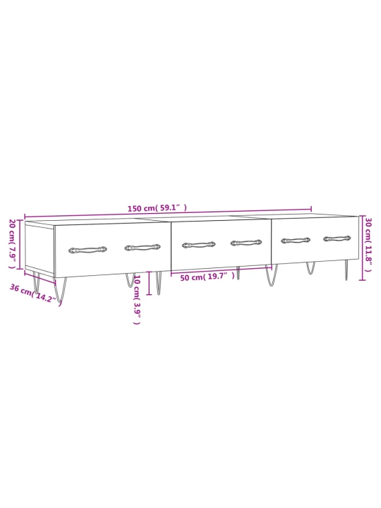 TV skříňka bílá s vysokým leskem 150x36x30 cm kompozitní dřevo