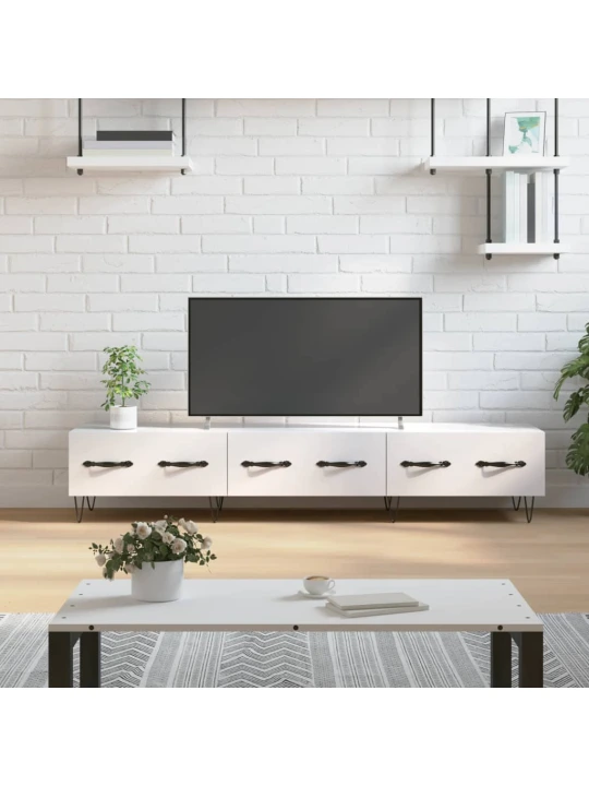 TV skříňka bílá s vysokým leskem 150x36x30 cm kompozitní dřevo