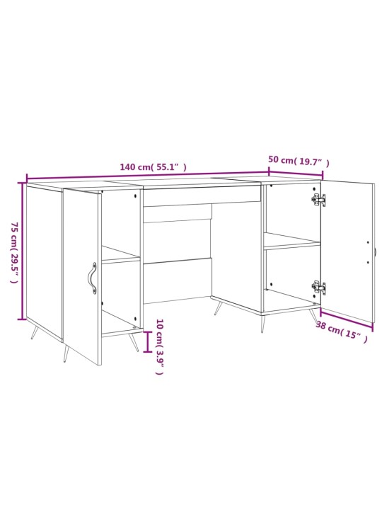 Psací stůl bílý s vysokým leskem 140x50x75 cm kompozitní dřevo
