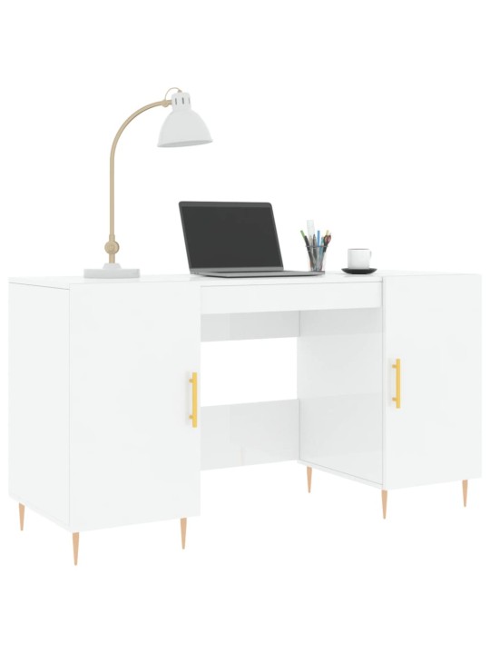 Psací stůl bílý s vysokým leskem 140x50x75 cm kompozitní dřevo