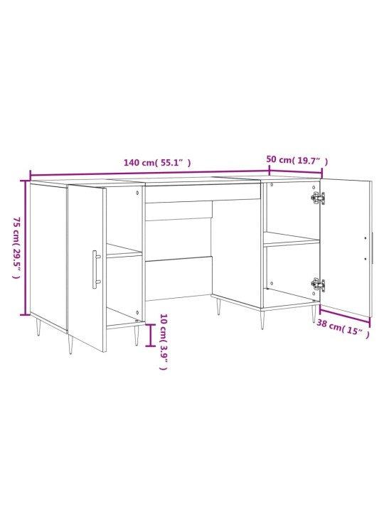 Psací stůl bílý s vysokým leskem 140x50x75 cm kompozitní dřevo