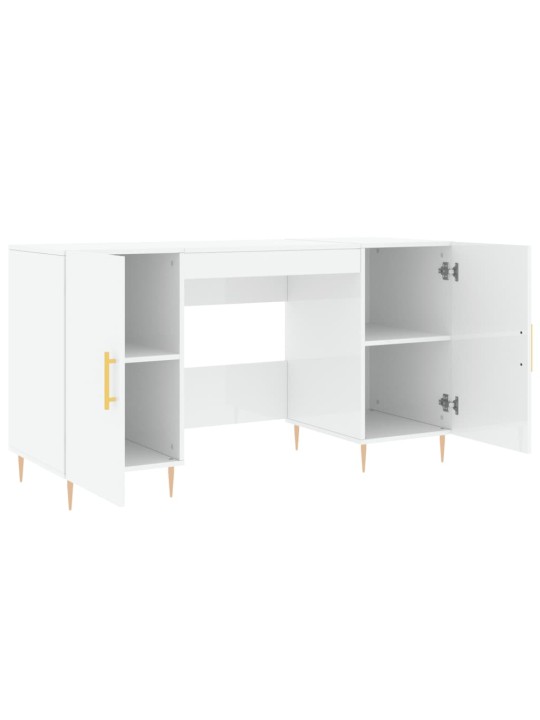 Psací stůl bílý s vysokým leskem 140x50x75 cm kompozitní dřevo