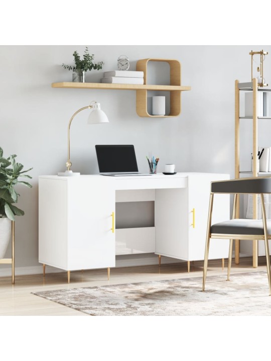 Psací stůl bílý s vysokým leskem 140x50x75 cm kompozitní dřevo