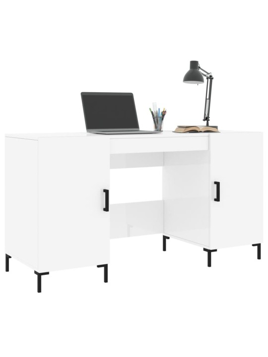 Psací stůl bílý s vysokým leskem 140x50x75 cm kompozitní dřevo