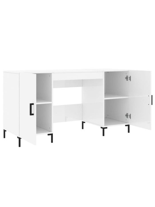 Psací stůl bílý s vysokým leskem 140x50x75 cm kompozitní dřevo