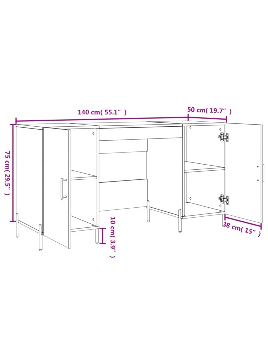 Psací stůl bílý s vysokým leskem 140x50x75 cm kompozitní dřevo