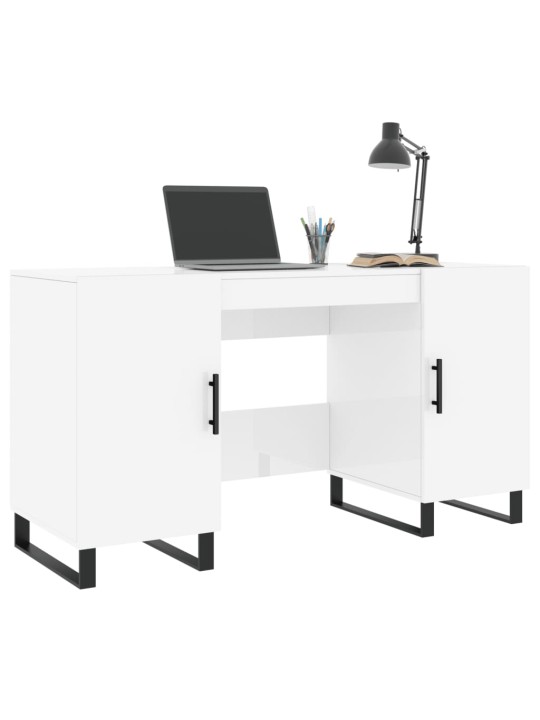 Psací stůl bílý s vysokým leskem 140x50x75 cm kompozitní dřevo