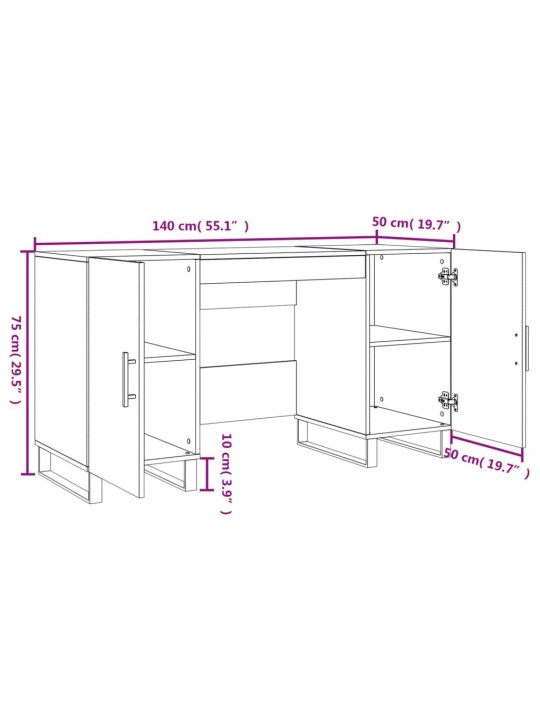 Psací stůl bílý s vysokým leskem 140x50x75 cm kompozitní dřevo