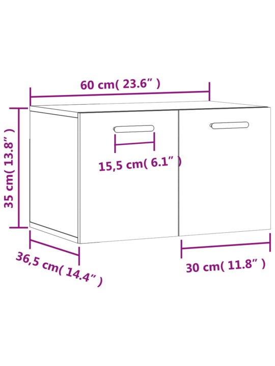 Nástěnná skříňka bílá s vysokým leskem 60x36,5x35 cm kompozit
