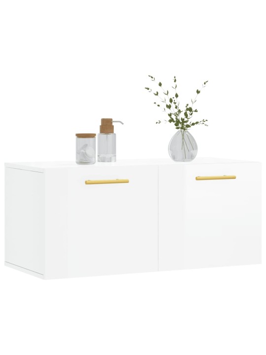 Nástěnná skříňka bílá s vysokým leskem 80x36,5x35 cm kompozit