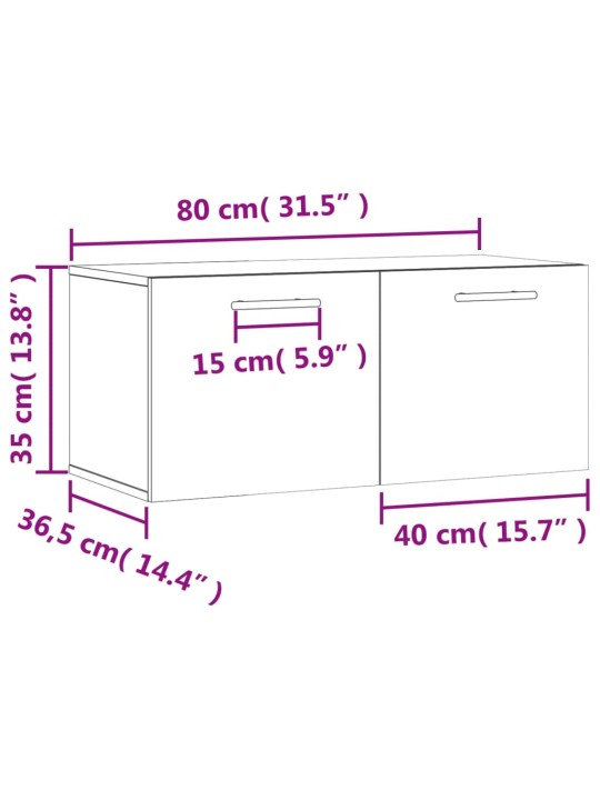Nástěnná skříňka bílá s vysokým leskem 80x36,5x35 cm kompozit