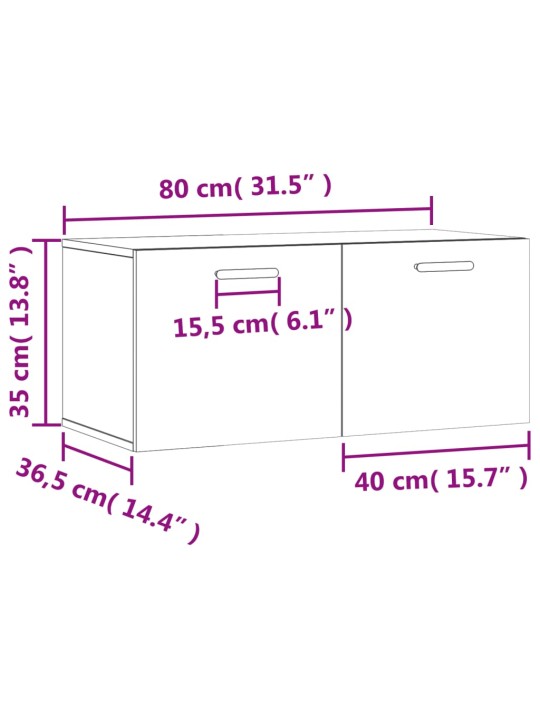 Nástěnná skříňka bílá s vysokým leskem 80x36,5x35 cm kompozit