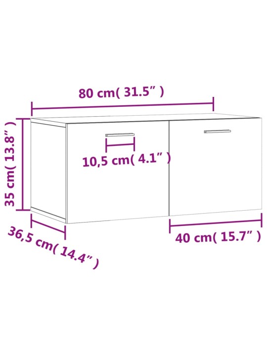 Nástěnná skříňka bílá s vysokým leskem 80x36,5x35 cm kompozit