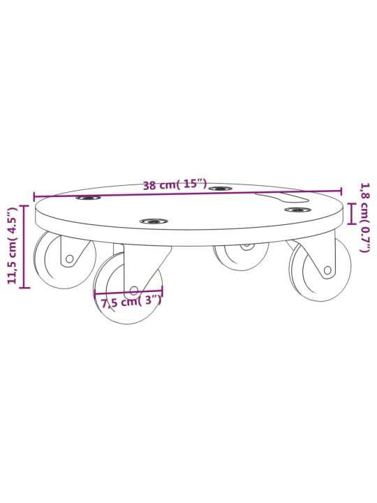 Přepravní vozíky 2 ks kulaté Ø 38 x 11,5 cm 250 kg