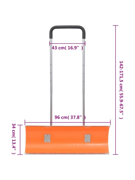 Hrablo na sníh s výsuvnou rukojetí oranžové radlice 96 cm ocel