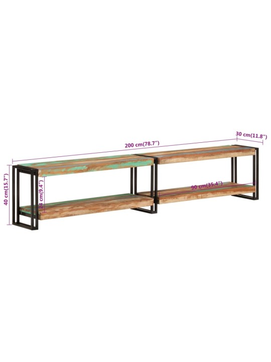 TV skříňka 200 x 30 x 40 cm masivní recyklované dřevo