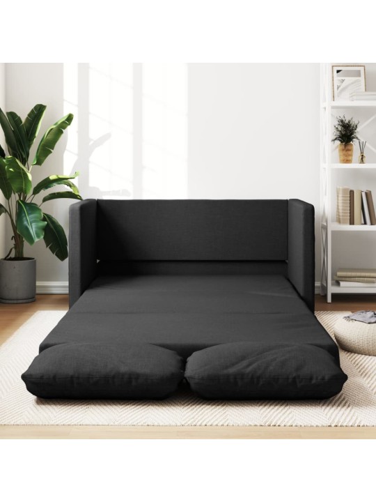 Podlahová rozkládací pohovka 2 v 1 černá 112x174x55 cm textil