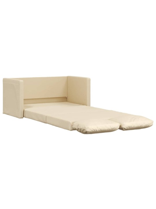 Podlahová rozkládací pohovka 2 v 1 krémová 112x174x55 cm textil