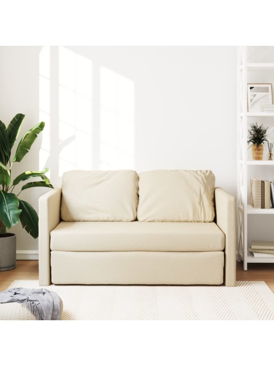 Podlahová rozkládací pohovka 2 v 1 krémová 112x174x55 cm textil