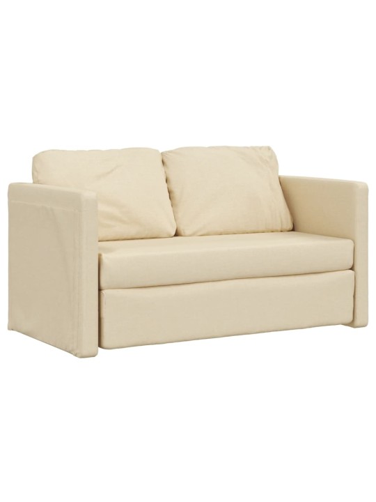 Podlahová rozkládací pohovka 2 v 1 krémová 112x174x55 cm textil