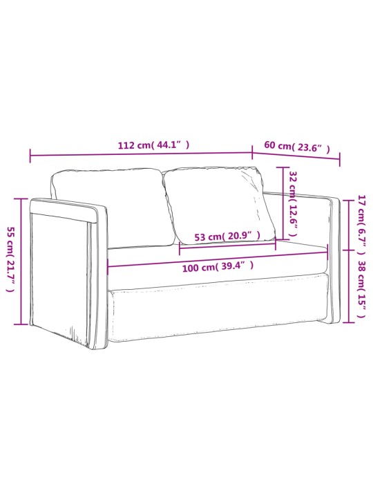 Podlahová rozkládací pohovka 2 v 1 krémová 112x174x55 cm textil