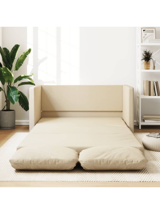 Podlahová rozkládací pohovka 2 v 1 krémová 112x174x55 cm textil