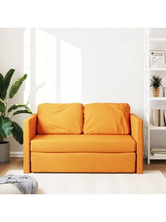 Podlahová rozkládací pohovka 2 v 1 žlutá 112x174x55 cm textil
