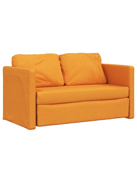 Podlahová rozkládací pohovka 2 v 1 žlutá 112x174x55 cm textil