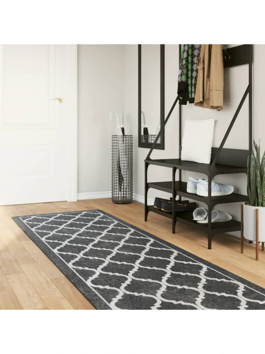 Koberec pratelný černý a bílý 80 x 300 cm protiskluzový