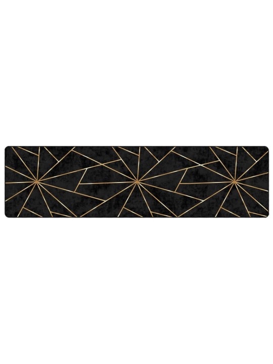 Koberec pratelný černý a zlatý 80 x 300 cm protiskluzový