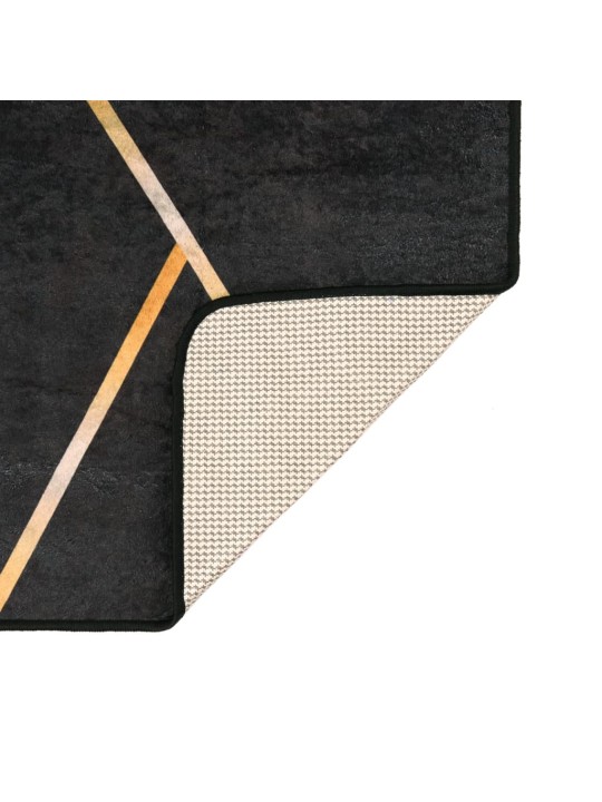 Koberec pratelný černý a zlatý 80 x 300 cm protiskluzový