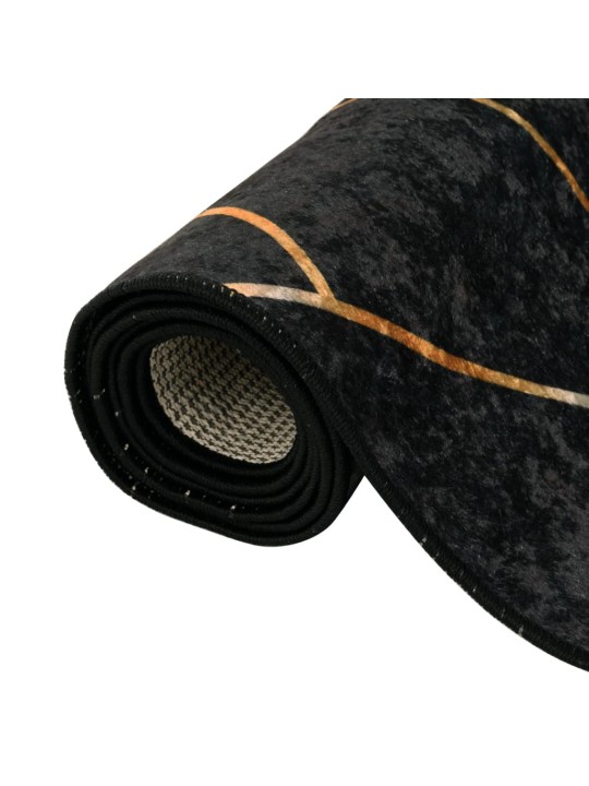 Koberec pratelný černý a zlatý 80 x 300 cm protiskluzový