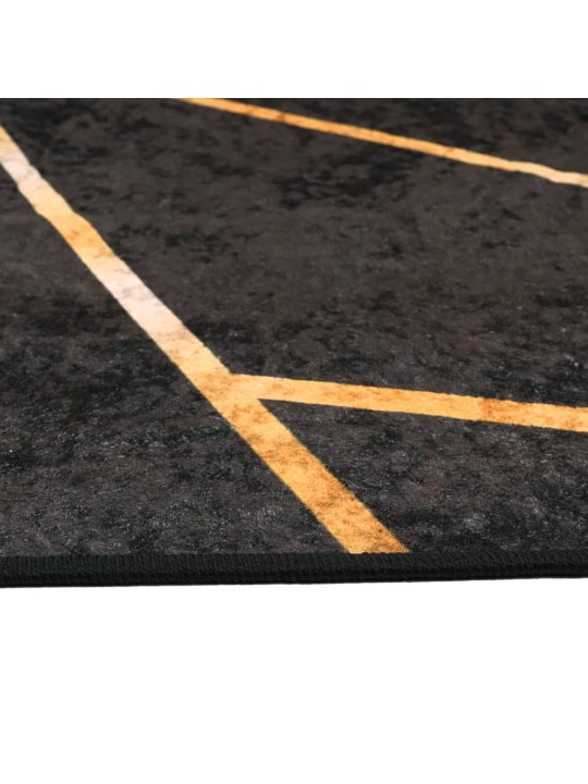 Koberec pratelný černý a zlatý 80 x 300 cm protiskluzový