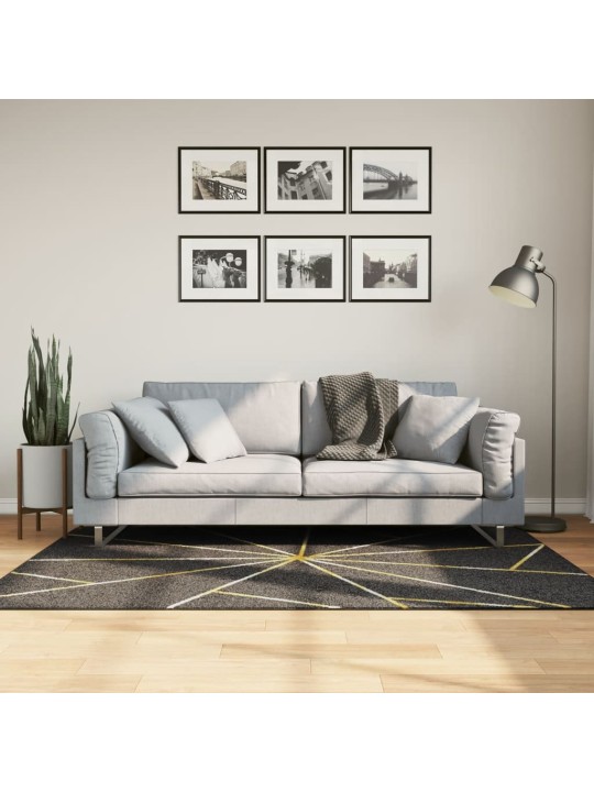 Koberec pratelný černý a zlatý 120 x 180 cm protiskluzový