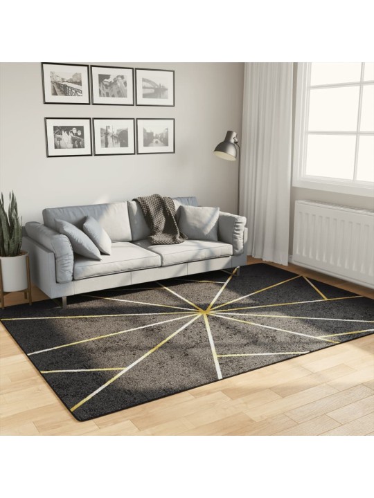 Koberec pratelný černý a zlatý 160 x 230 cm protiskluzový