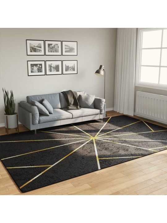 Koberec pratelný černý a zlatý 190 x 300 cm protiskluzový