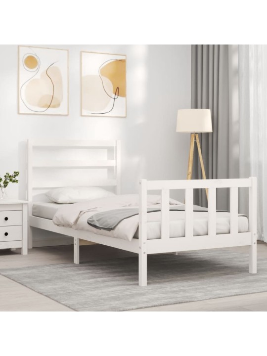 Rám postele s čelem bílý Small Single masivní dřevo