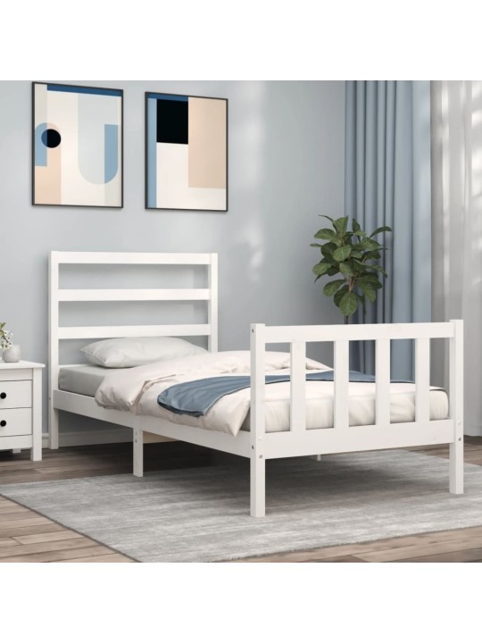 Rám postele s čelem bílý Small Single masivní dřevo